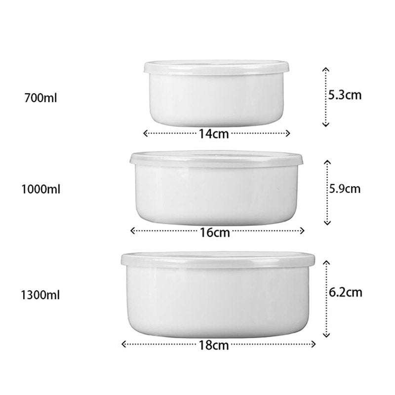 New World Enamel Storage Bowl Set (5 bowls & 5 lids, Randomly Delivered with Different Decorated ...