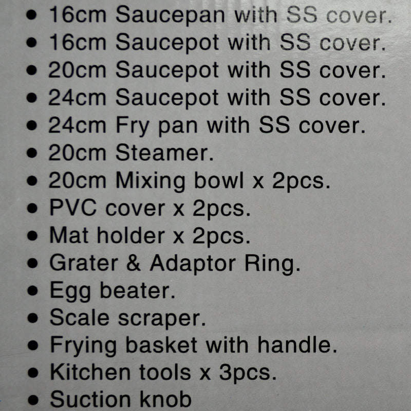 Amazing Deal!  Bon Voyage 27 Piece HQ Stainless Pots Set (S27)