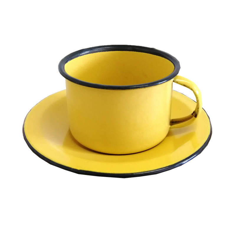 New World Enamel 9cm Mug with 15cm Saucer Set