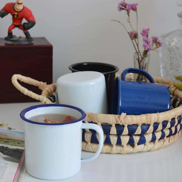 Dove Enamel 8cm Mug Premier Quality Blue Outer Black Inner