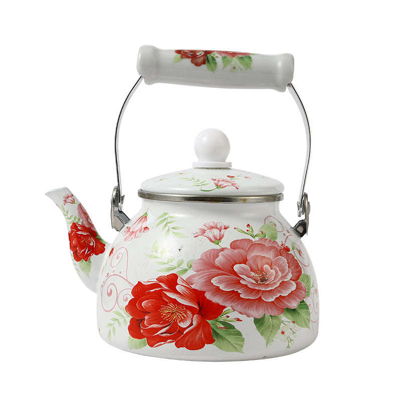 Agate Royal Enamel Flat Bottom Tea Pot (no strainer)