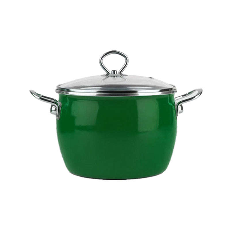 Agate Enamel Belly Cooking Pot with Glass Lid