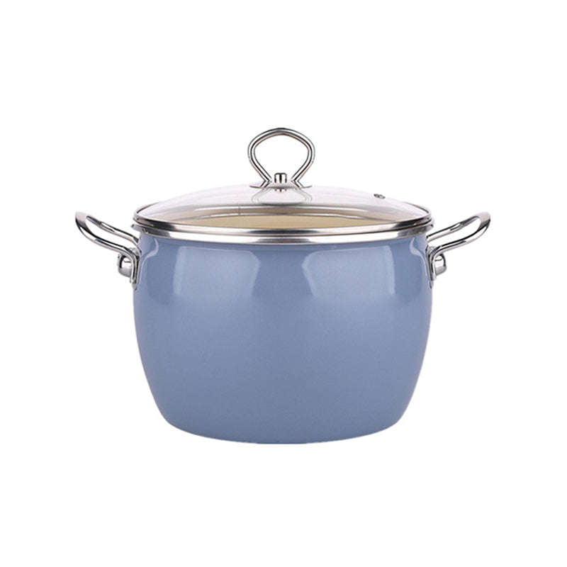 Agate Enamel Belly Cooking Pot with Glass Lid