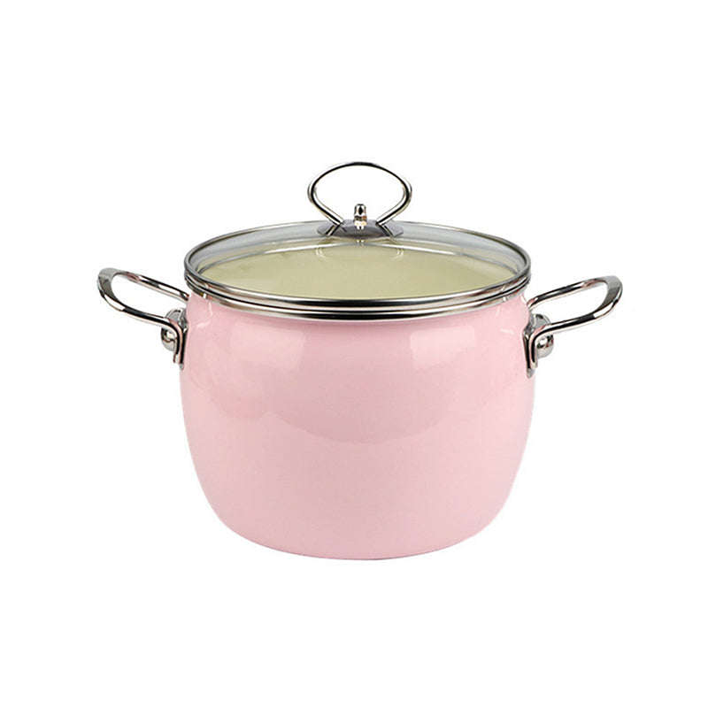 Agate Enamel Belly Cooking Pot with Glass Lid