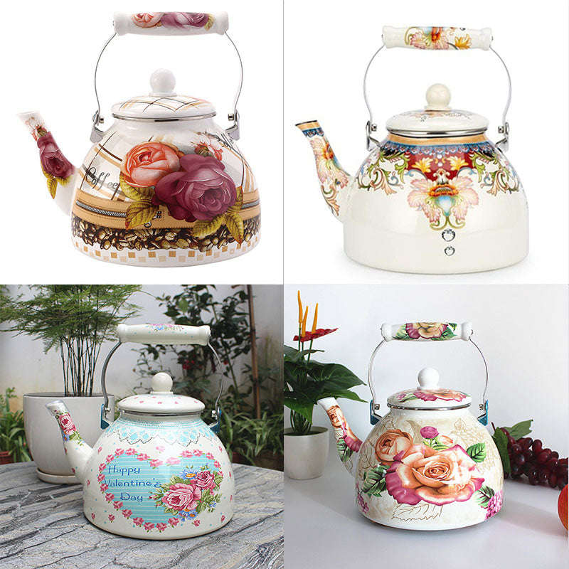 Agate Royal Enamel Flat Bottom Tea Pot (no strainer)