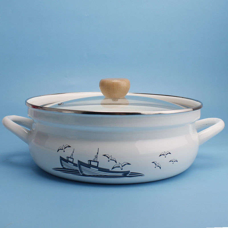 Agate Premier Quality Enamel Shallow Casserole Pot 26cm with boil over guard design