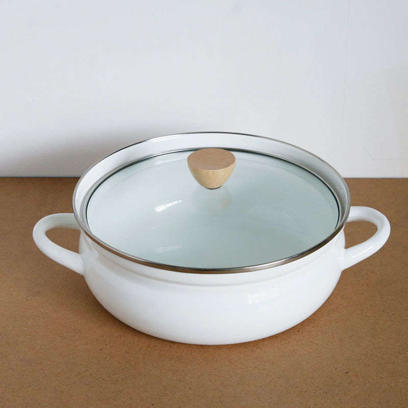 Agate Premier Quality Enamel Shallow Casserole Pot 26cm with boil over guard design