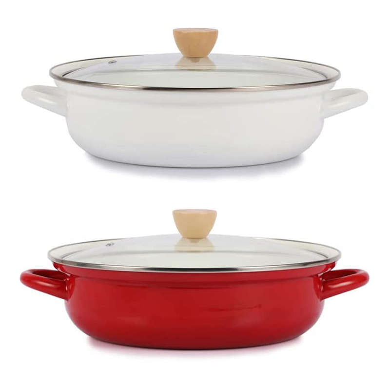 Agate Enamel Shallow Casserole 27cm with boil over guard design