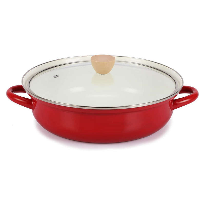 Agate Enamel Shallow Casserole 27cm with boil over guard design