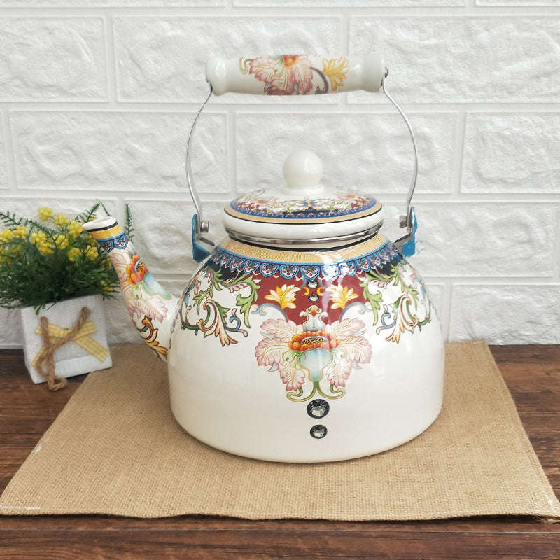 Agate Royal Enamel Flat Bottom Tea Pot (no strainer)
