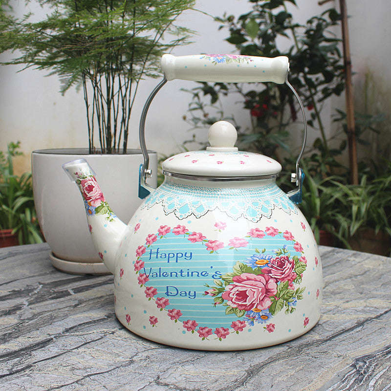 Agate Royal Enamel Flat Bottom Tea Pot (no strainer)