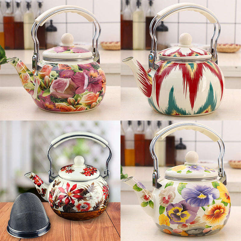Agate Enamel Round Teapot 2.5LT with Strainer