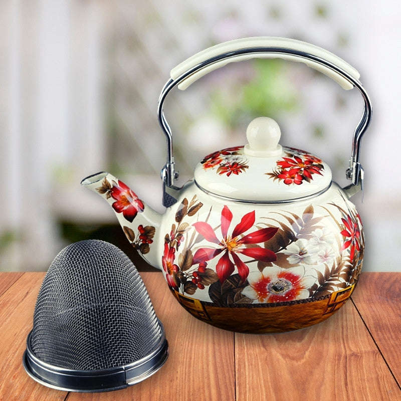 Agate Enamel Round Teapot 2.5LT with Strainer