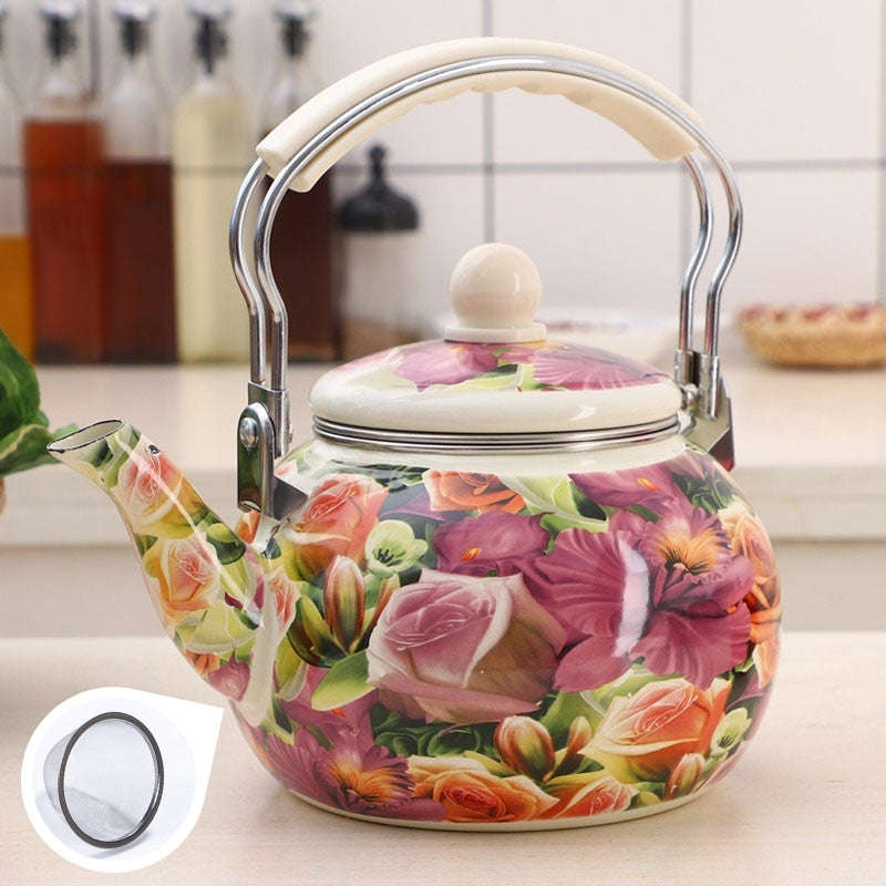 Agate Enamel Round Teapot 2.5LT with Strainer