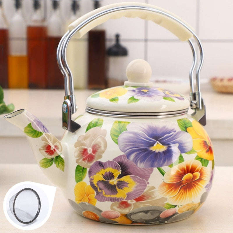 Agate Enamel Round Teapot 2.5LT with Strainer