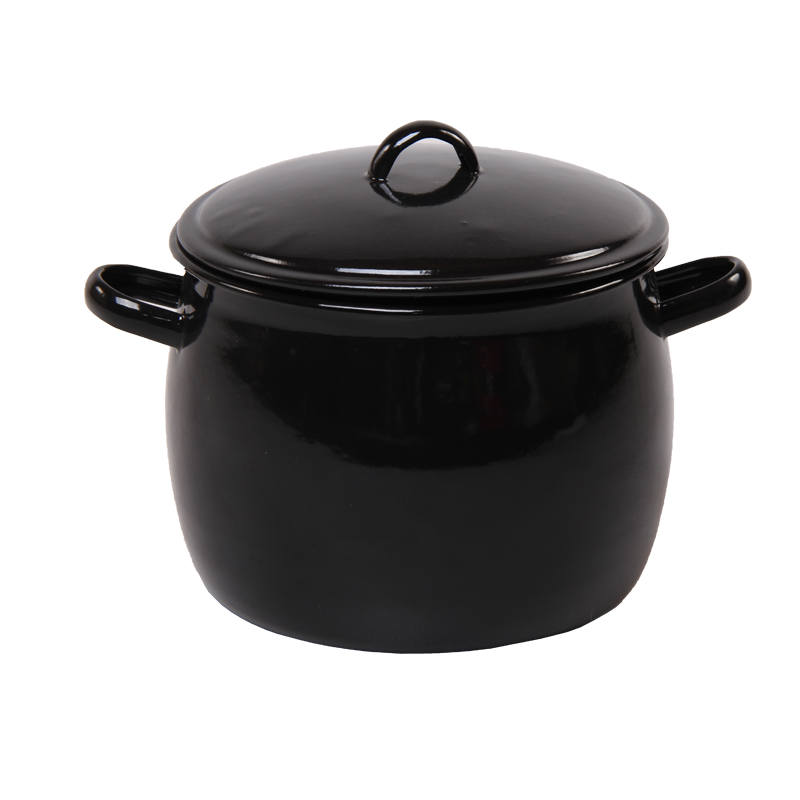 New World Enamel Bow Handle Belly Pot - 2.5LT / Black