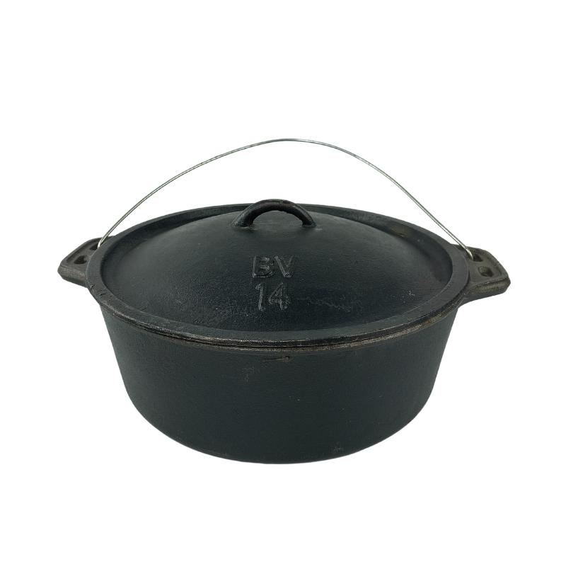 BV Cast Iron Flat Bottom Potjie Dutch Oven Pot No.14