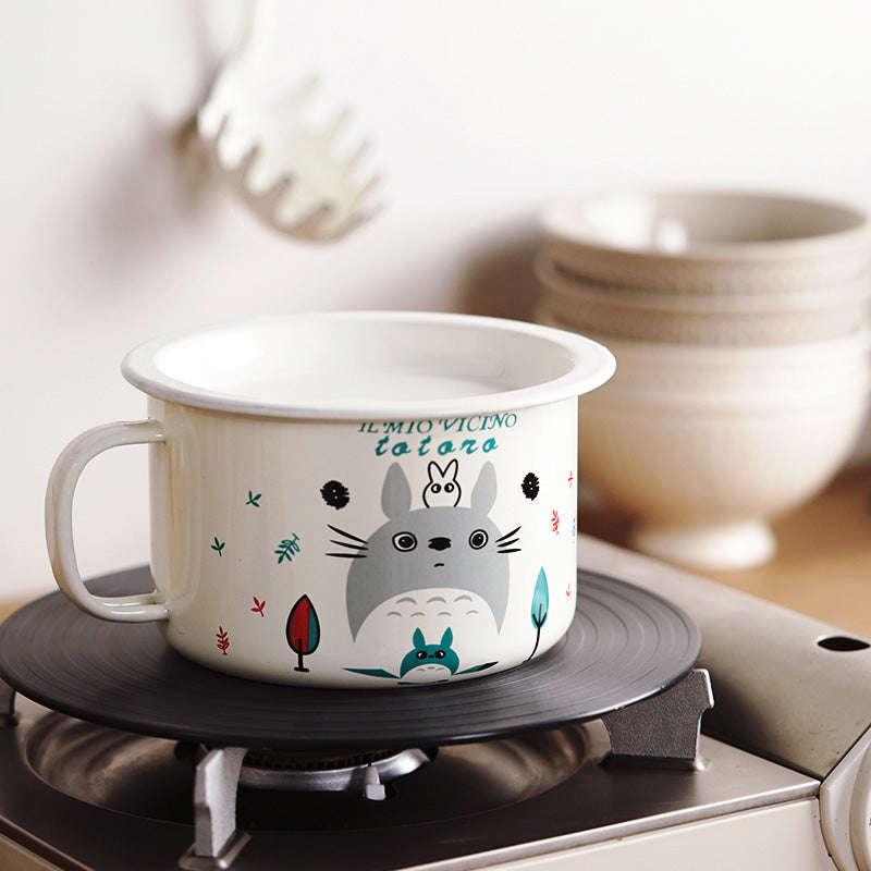 Agate Enamel 14cm Mug with Covered Saucer Plate Storage Bowl 1.35L