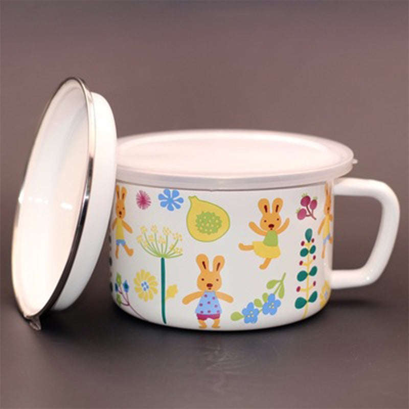 Agate Enamel 16cm Mug, plate with Lids Storage Bowl 1.5L