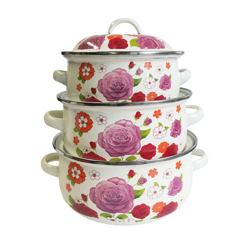 No Free 'Return or Change' - Agate Enamel 6PC Pots Set (14/16/18cm) - Rosa / 6PC (14/16/18cm)