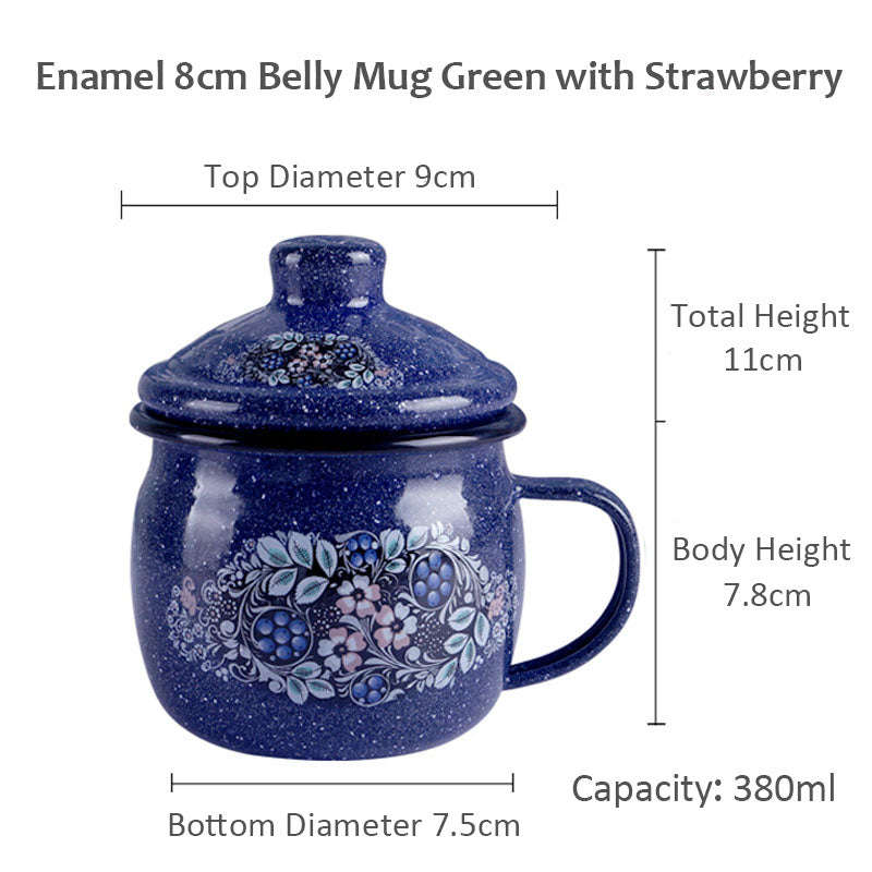 Enamel Belly Mug 8cm with Lid Decor