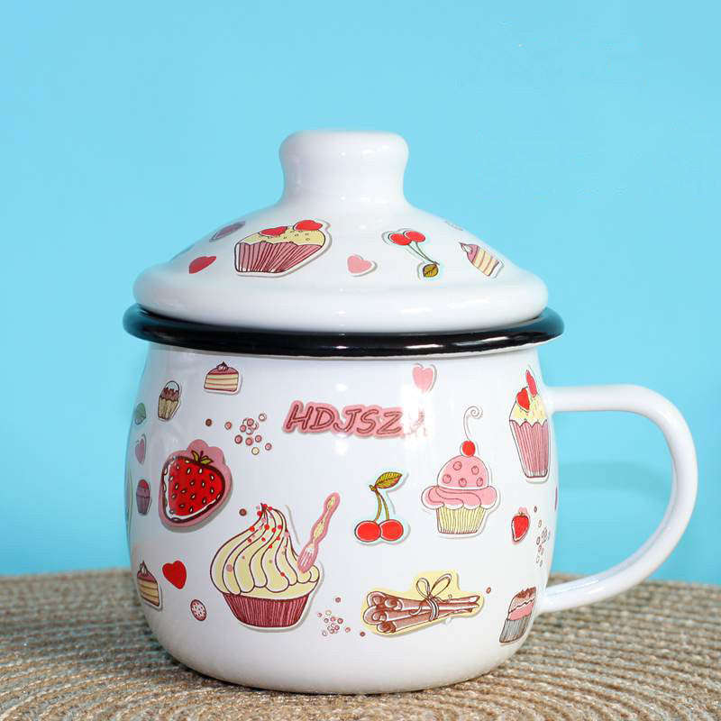 Big5 Premier Quality Color Enamel Belly Mug 8cm with Lid