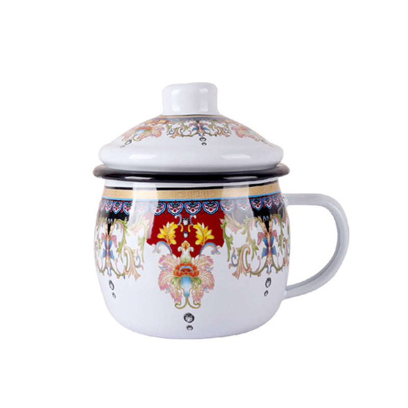 Big5 Premier Quality Color Enamel Belly Mug 8cm with Lid