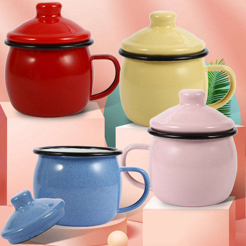 Big5 Premier Quality Color Enamel Belly Mug 8cm with Lid