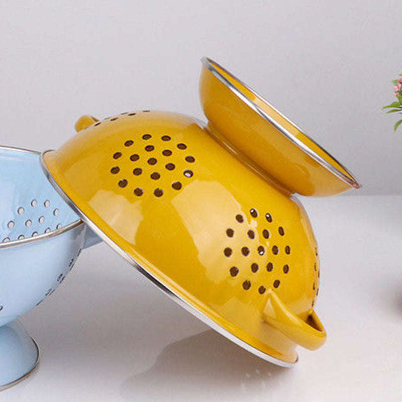 Agate Enamel Colander Kitchen Strainer Basket Drain Basket Fruit Bowl
