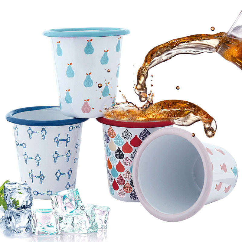 Decorated Enamel Vintage Tumbler Water Cup 9cm