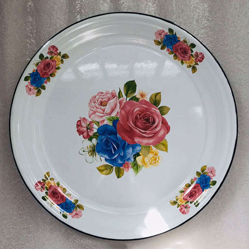 Agate Enamel Food Plate Fruit Plate Serving Tray Decorated 30cm/40cm