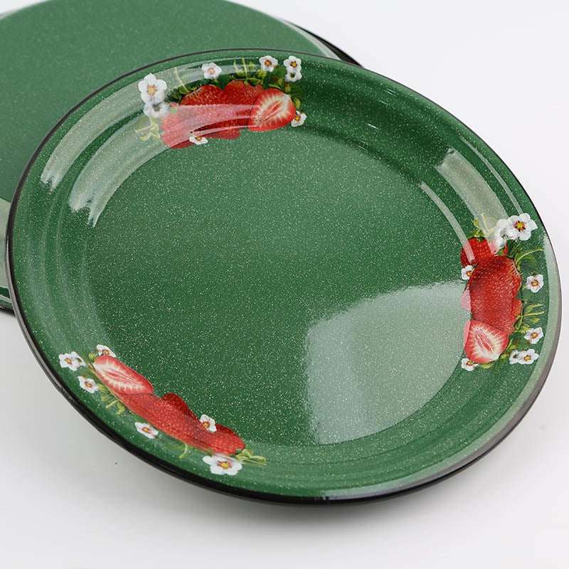 Agate Vintage Enamel Food Plate Fruit Plate Serving Tray Decorated