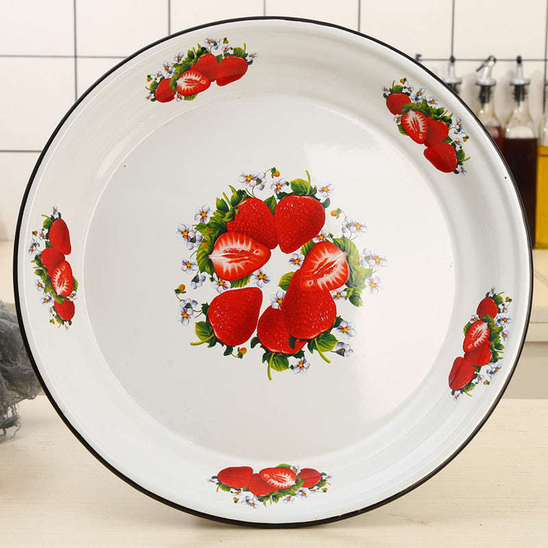 Agate Enamel Food Plate Fruit Plate Serving Tray Decorated 30cm/40cm