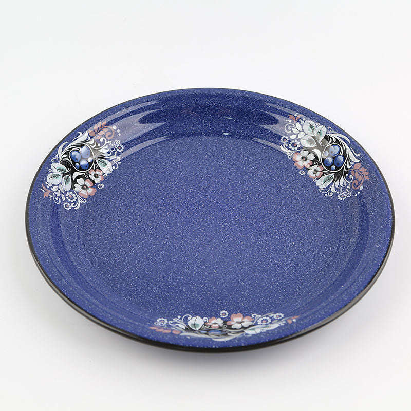 Agate Vintage Enamel Food Plate Fruit Plate Serving Tray Decorated