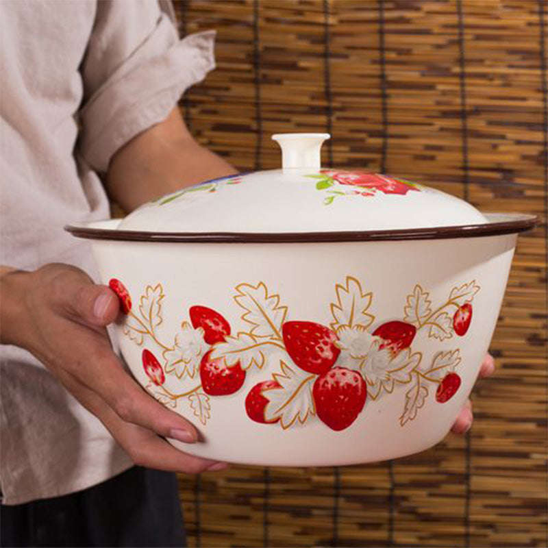 Agate Enamel Multi-Purpose Deep Mixing Bowl with Lid