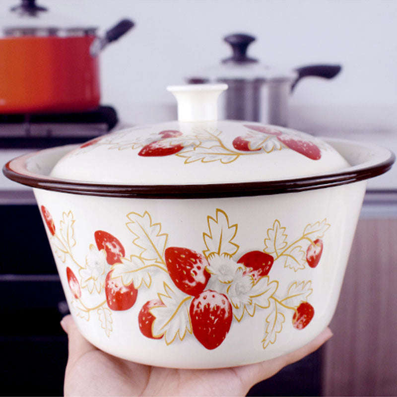 Agate Enamel Multi-Purpose Deep Mixing Bowl with Lid