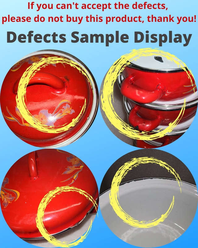 Defects Stock Clearance - Heavy Gauge Red Floral Enamel Pot