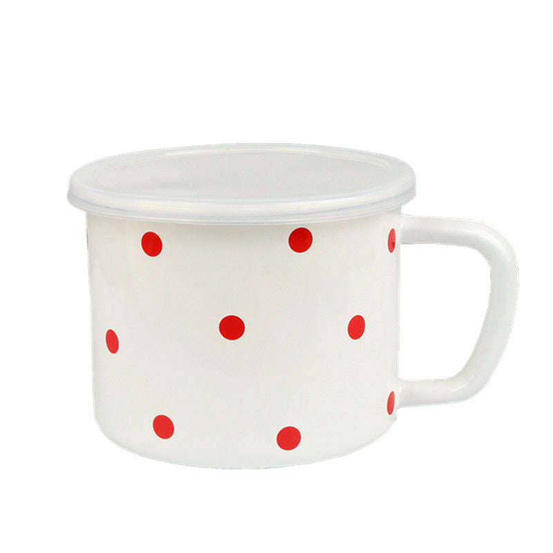 Premier Quality Enamel Round Storage Box with PP Lid 14cm