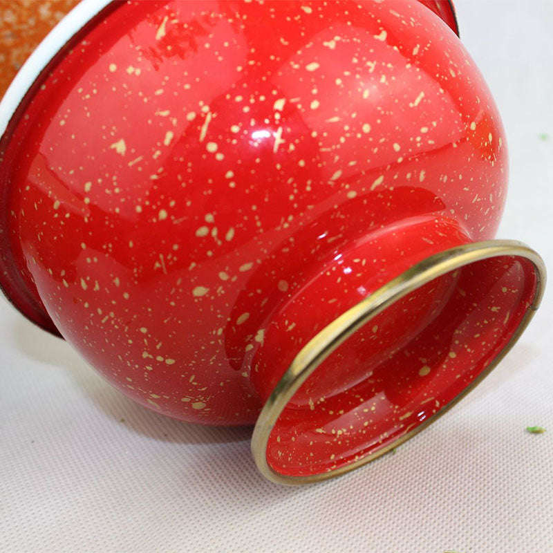 Agate Enamel Serving Bowl with Stand