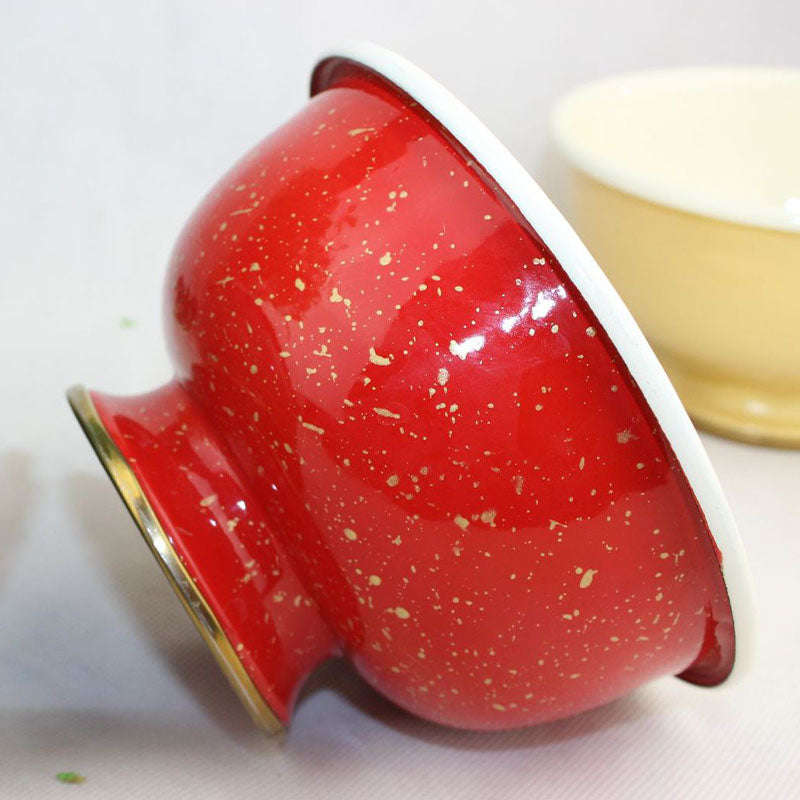 Agate Enamel Serving Bowl with Stand