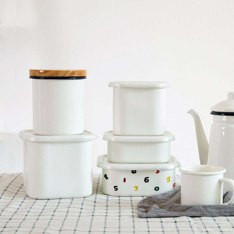 Agate Premier Quality Enamel Square Canister with Lid Decor