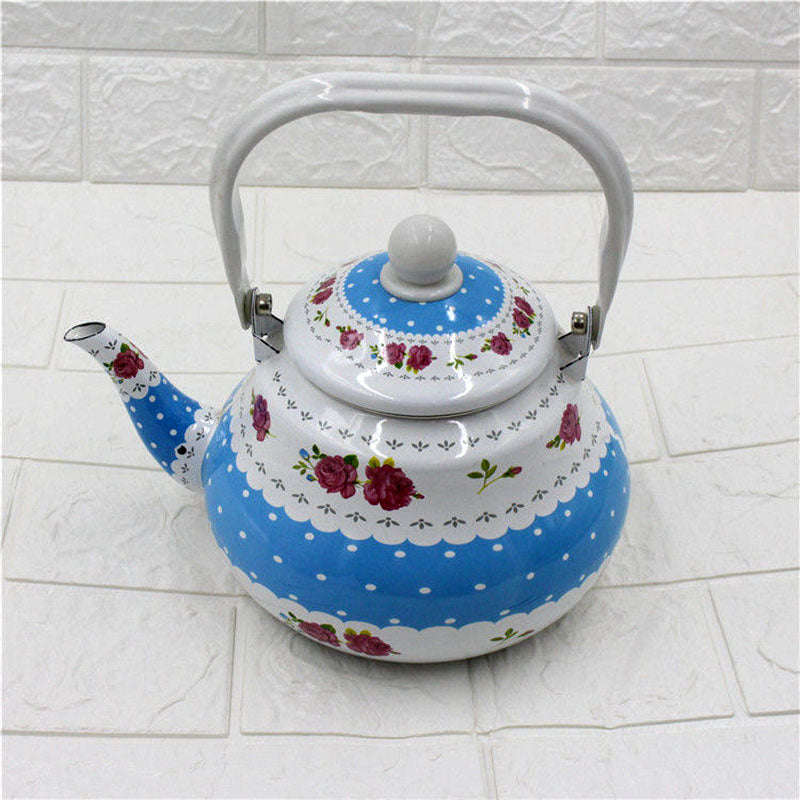 Agate Enamel Teapot 2.5LT Lace Ribbon Design
