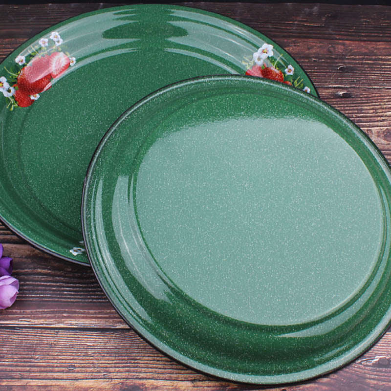Agate Enamel Food Plate Fruit Plate Serving Tray Decorated 30cm/40cm