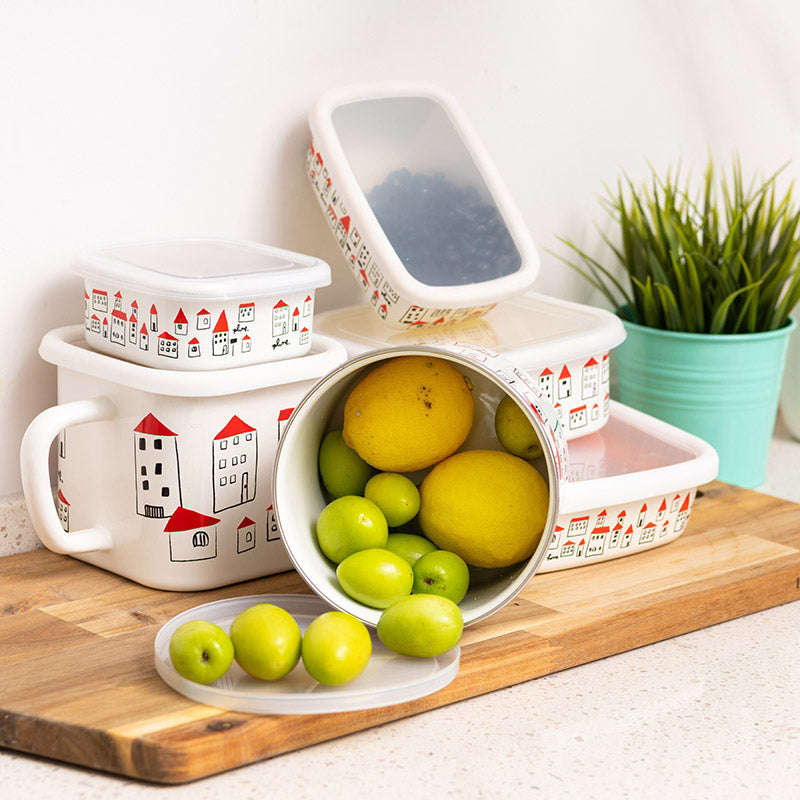Imported - Agate Premier Quality Enamel Shallow Square Storage Box
