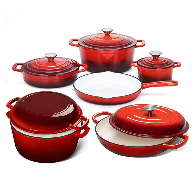 La Cocina Cast Iron 11pc Cookware Set - Red