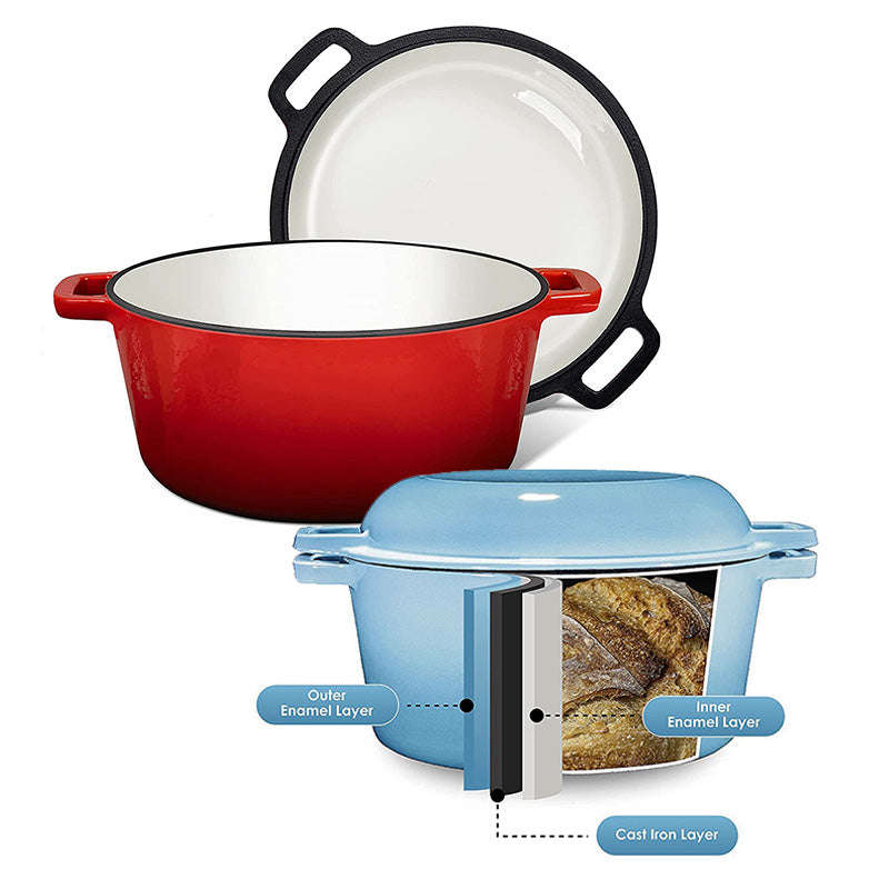 La Cocina Cast Iron 2 in 1 Casserole with Frypan Lid 26cm (one pot only)