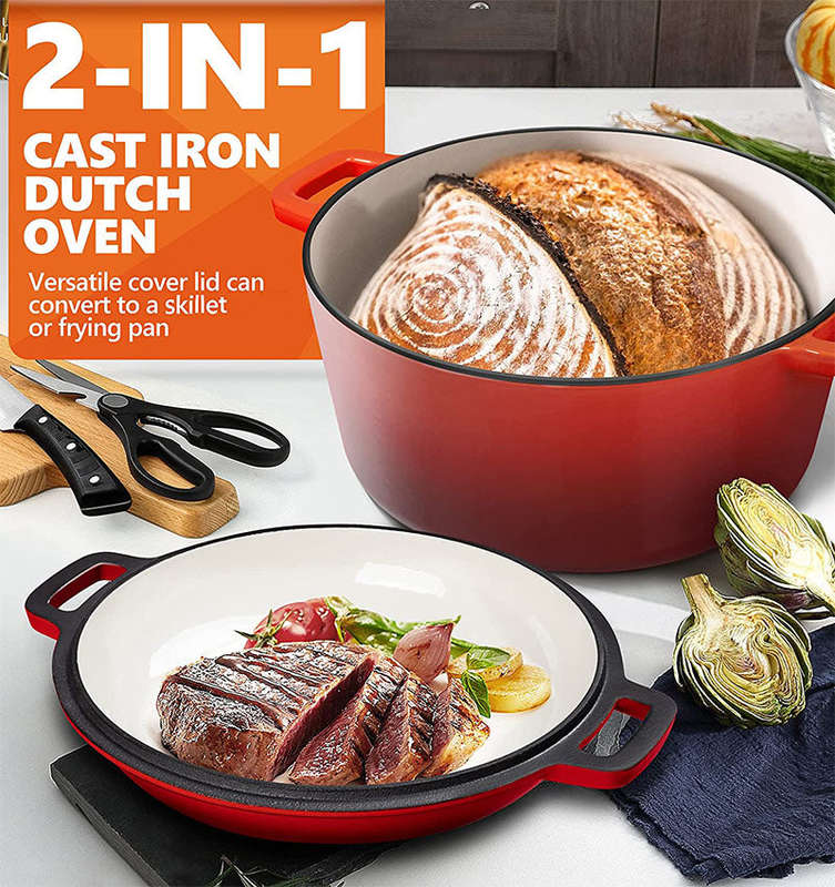 La Cocina Cast Iron 2 in 1 Casserole with Frypan Lid 26cm (one pot only)