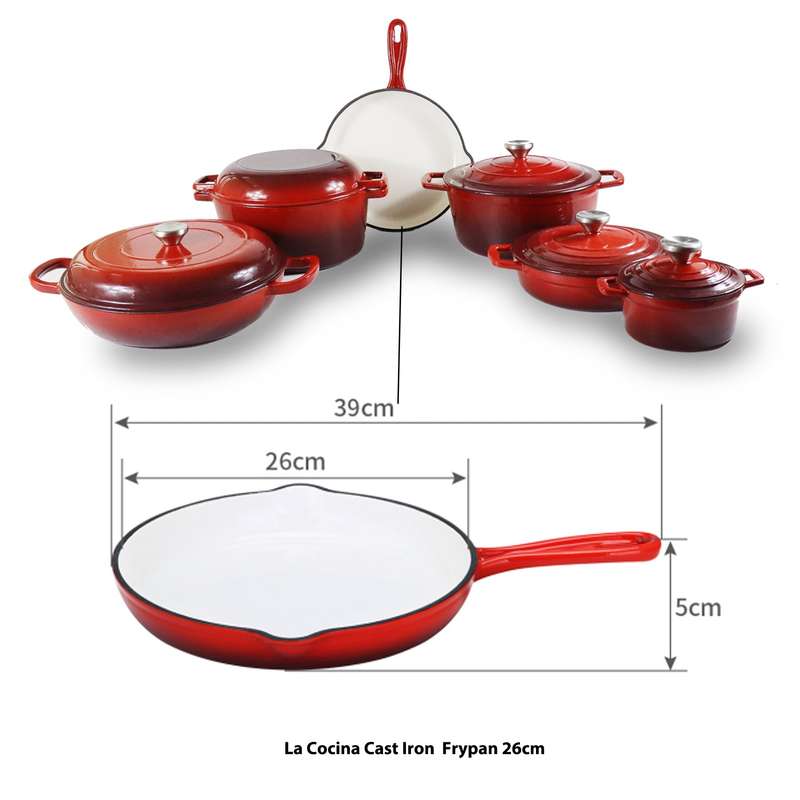 La Cocina Cast Iron Frypan Fry Pan Skillet 26cm (one piece only)