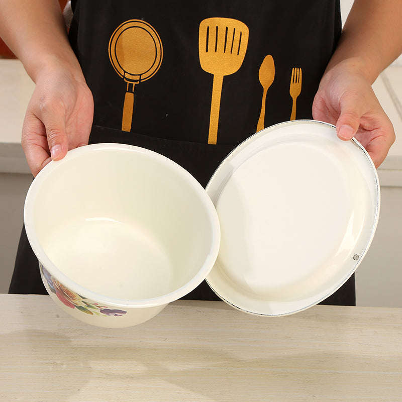 Agate Enamel Multi-Purpose Deep Mixing Bowl with Flat Lid 4L