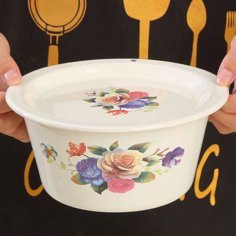 Agate Enamel Multi-Purpose Deep Mixing Bowl with Flat Lid 4L